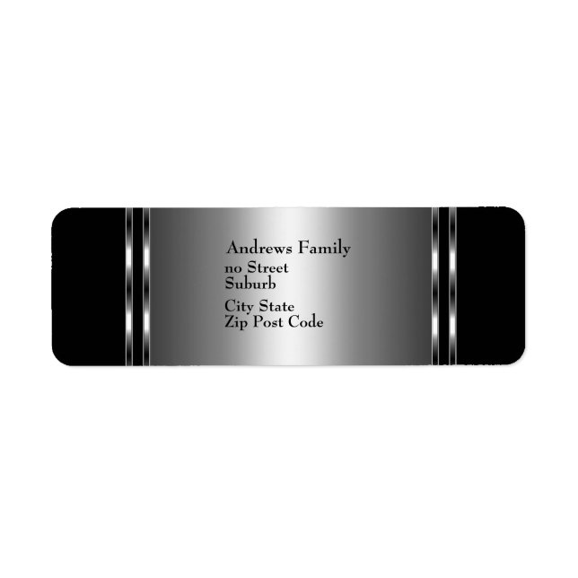 Noir et argent étiquette simple (Devant)