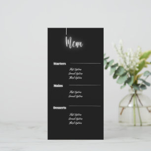 Noir et argent moderne   Carte de menu