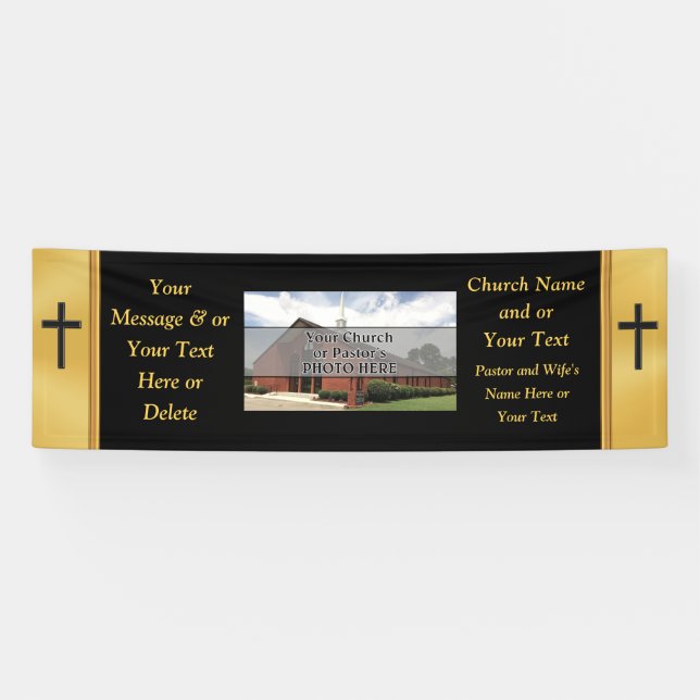 Noir et bannières faites sur commande d'église (Horizontal)