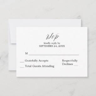 Noir et blanc 2-3 Calligraphie no Repas Carte RSVP