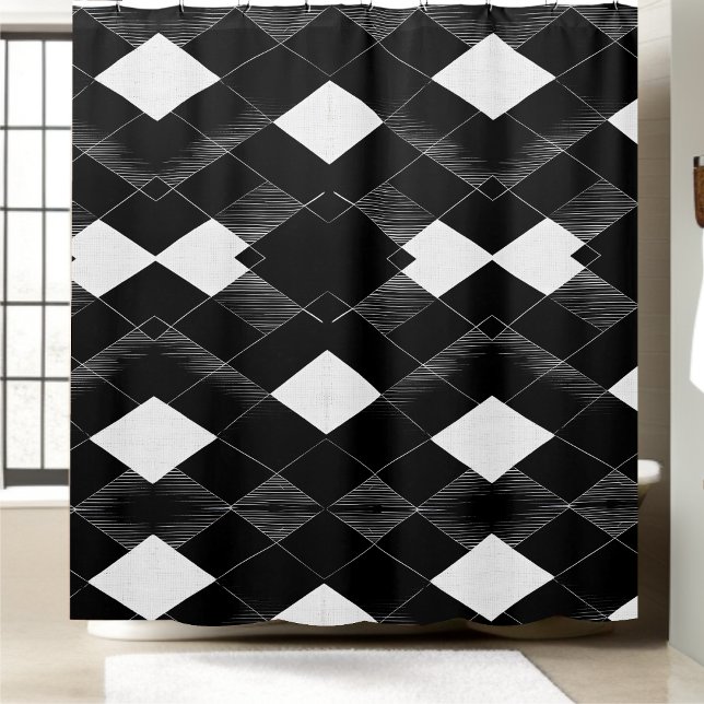 Noir et blanc Abstrait rideau de douche Style 2 (Créateur téléchargé)