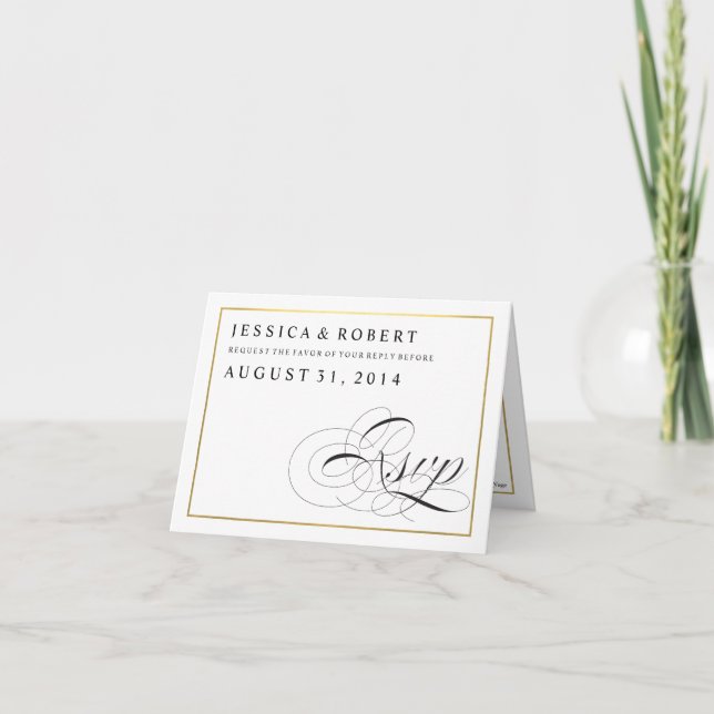 Noir et blanc avec de l'or épousant la carte de (Devant)