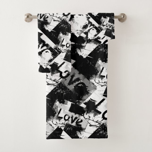 Noir et blanc avec des taches motif d'amour (En situation)