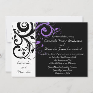 Noir et blanc avec invitation de mariage à spirale