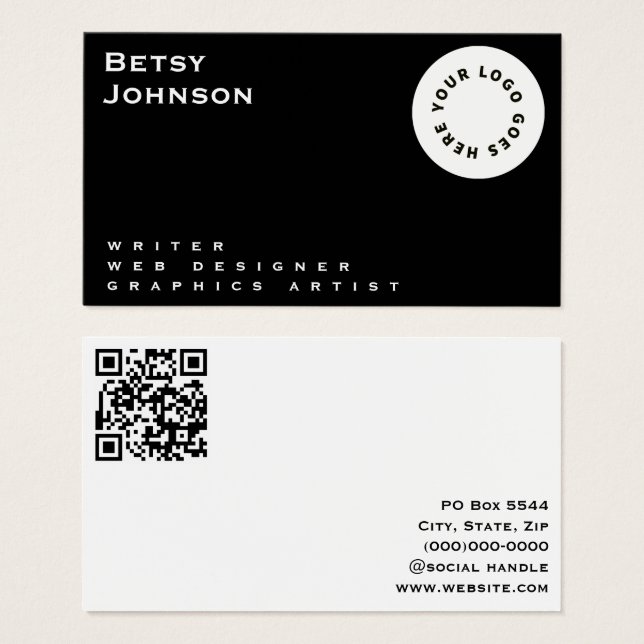 Noir et blanc avec Logo et Carte de visite de code (Devant & derrière)