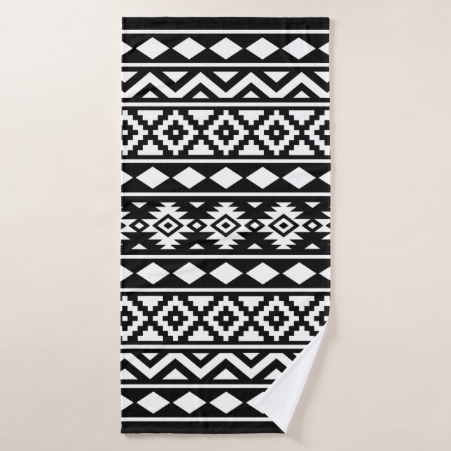 Noir et blanc aztèques d'IIIb de motif d'essence (Serviette de bain)