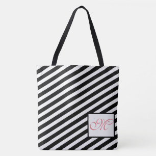 Noir et blanc barre le sac fourre-tout moderne à