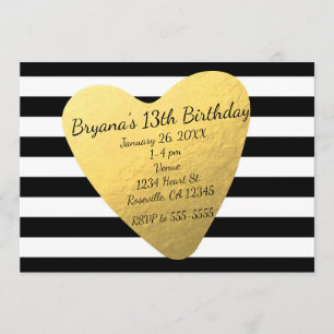 Noir et blanc barre les invitations chics de