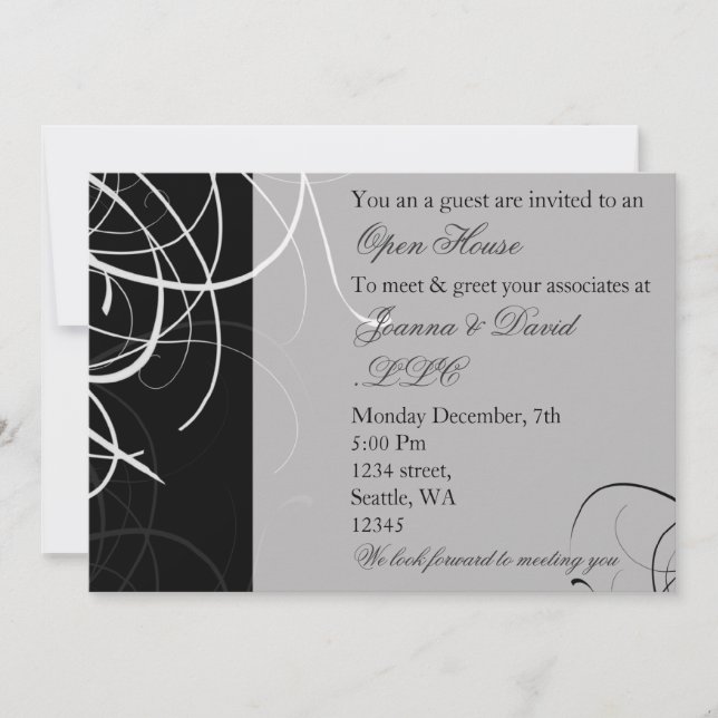 noir et blanc Corporate party Invitation (Devant)