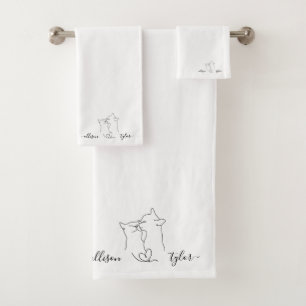 Noir et blanc Cute Cats Mariage Couple Nom du cade