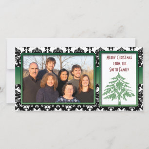 Noir et blanc Damask vert Damask Tree Cartes photo