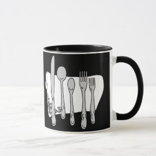 Noir et blanc Dinnerware sur Mug de café noir