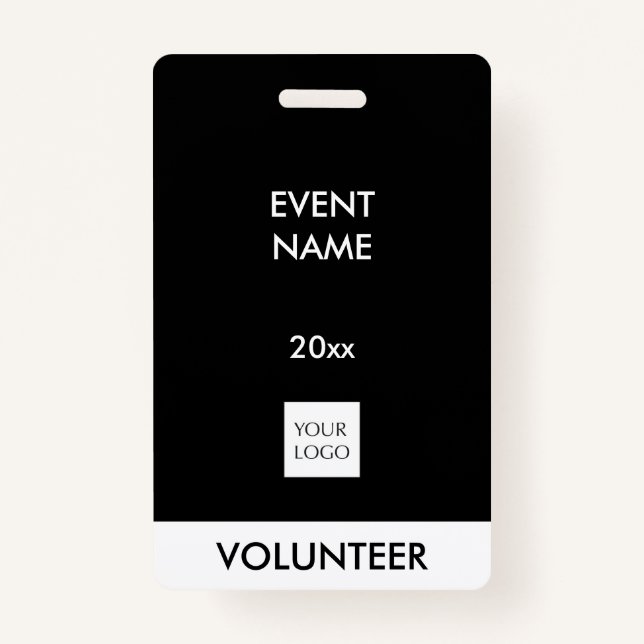 Noir et blanc Événement Volontaire Logo Badge (Devant)