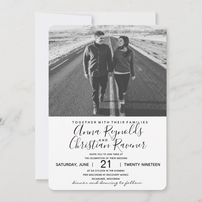 Noir et blanc Faire-part de mariage (Devant)