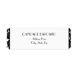 Noir et blanc Fancy Damask Étiquettes