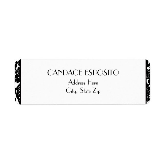 Noir et blanc Fancy Damask Étiquettes (Devant)
