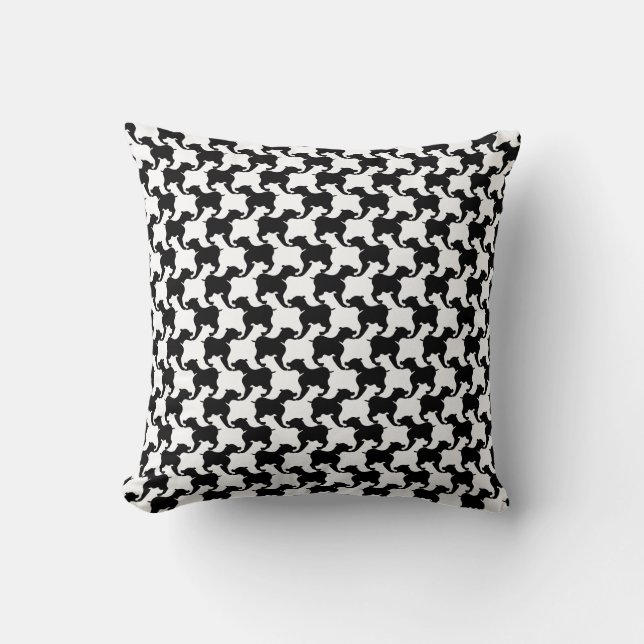 Noir et blanc Faux Pied de Poule Coussin de mode (Recto)