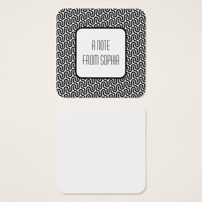Noir et blanc Funky Retro Motif Notes (Devant & derrière)