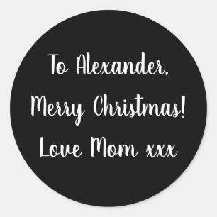 Noir et blanc Joyeux Noël de Maman étiquette cadea