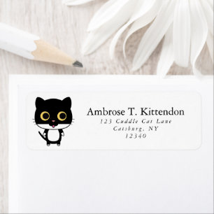 Noir et blanc Kawaii Big Eyes Cartoon Kitten