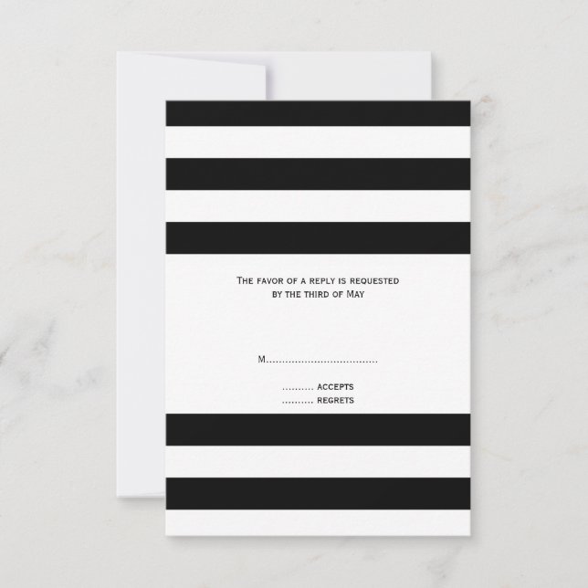Noir et blanc Mariage rayé RSVP (Devant)