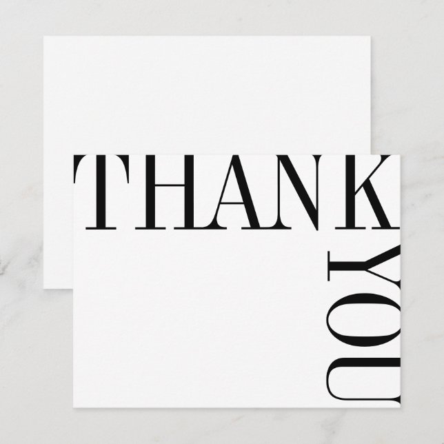 Noir et Blanc Moderne Grand Texte Merci Note (Devant / Derrière)