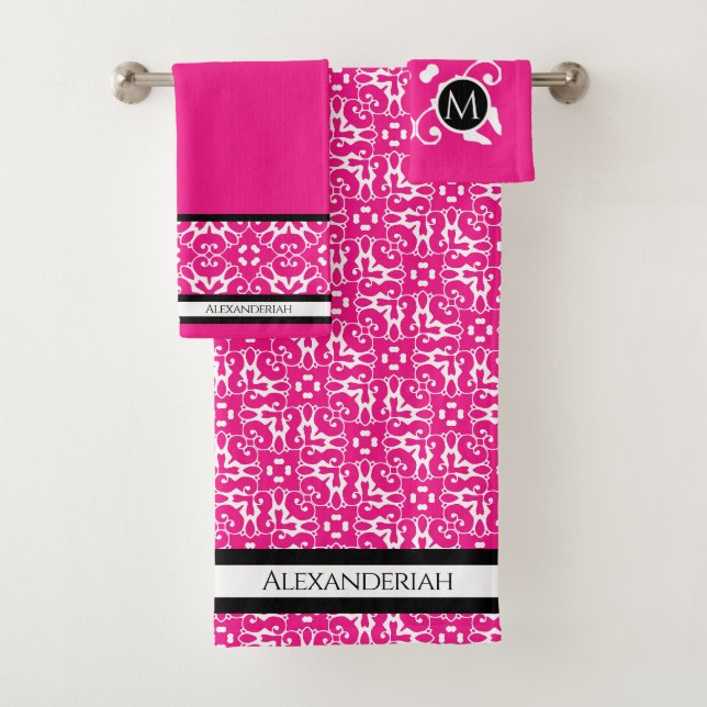 Noir et blanc moderne mastic Fuschia rose (En situation)