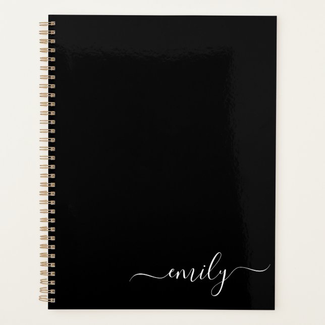 Noir et blanc Nom du monogramme de script moderne (Devant)
