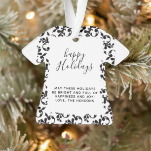 Noir et blanc Rococo Joyeux Vacances Script
