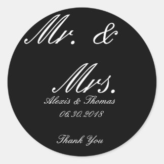 Noir et Blanc rond M. & Stickers Mme Wedding