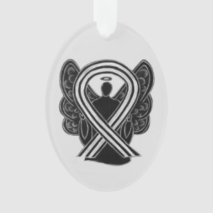 Noir et blanc Sensibilisation Ruban Angel Ornement