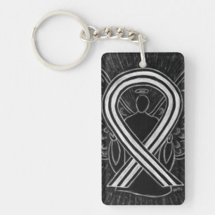 Noir et blanc Sensibilisation Ruban Angel Porte -