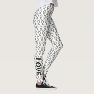 Noir et blanc Sensibilisation Ruban Art Leggings