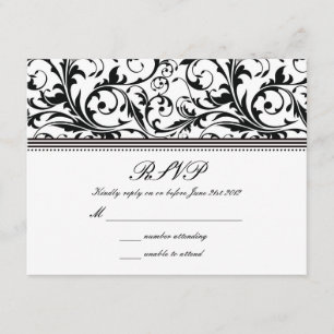 Noir et blanc Swirl Wedding RSVP