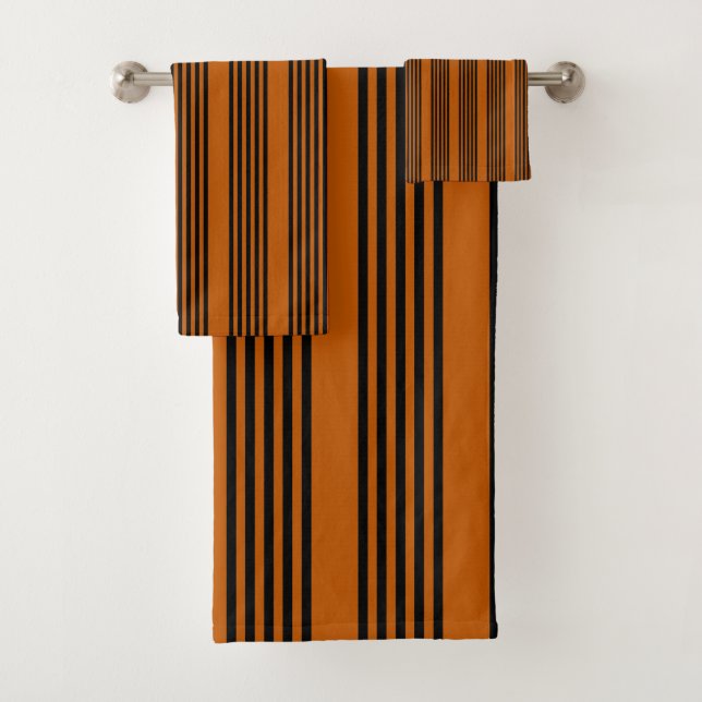 Noir et brûlé orange cinq bandes motif (En situation)