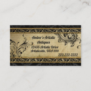 Noir et cartes de visite élégants vintages d'or