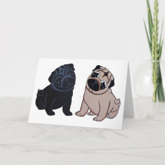 Noir et cartes de voeux de chiots de carlin de