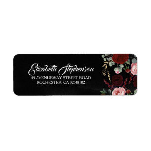 Noir et chic moderne floral rouge de Bourgogne