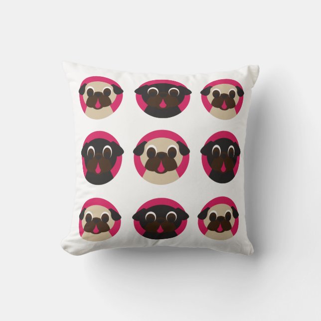 Noir et coussin de têtes de carlin de faon (Recto)