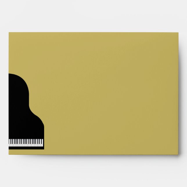 Noir et enveloppe de mariage de piano d'or (Devant)