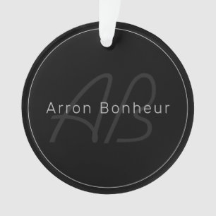 Noir et gris moderne   Nom et monogramme du Cool