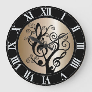 Noir et horloge murale d'arbre de clef triple de