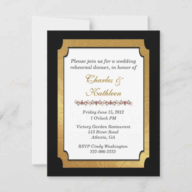 Noir et invitation de dîner de répétition de (Devant)
