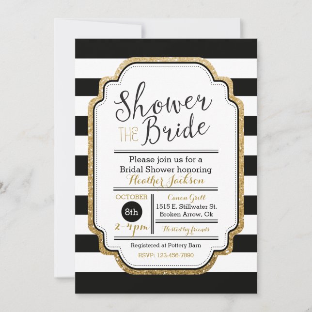Noir et invitation de Fête de la mariée d'or (Devant)