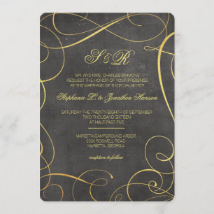 Noir et invitation de monogramme de calligraphie