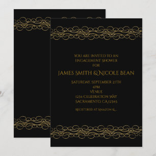 Noir et invitation élégante de remous moderne d'or