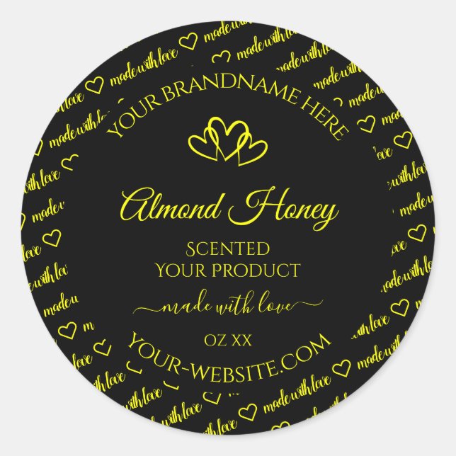 Noir et Jaune Cloud produit Coeurs Étiquette (Devant)