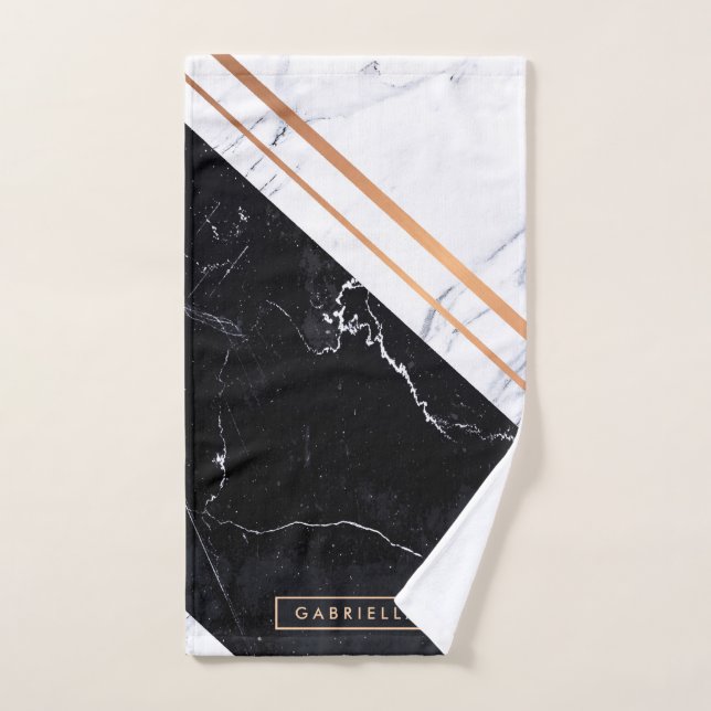Noir et Marbre blanc (Serviette à main)