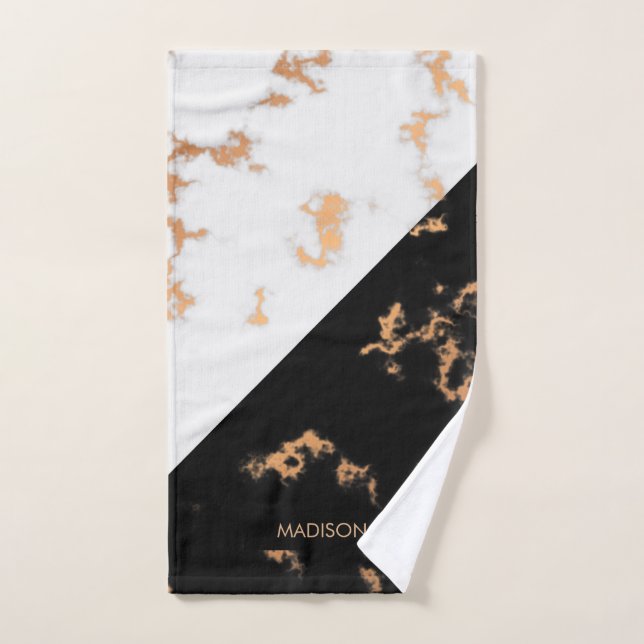 Noir et Marbre blanc (Serviette à main)