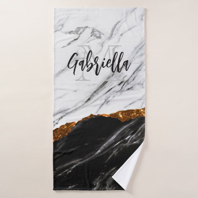 Noir et Marbre blanc (Serviette de bain)